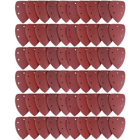 Lot de 60 Feuilles Abrasives, Papier de Ponçage 40/60/80/100/120/180/240/320/400/800 Idéal pour Ponceuse Multifonction