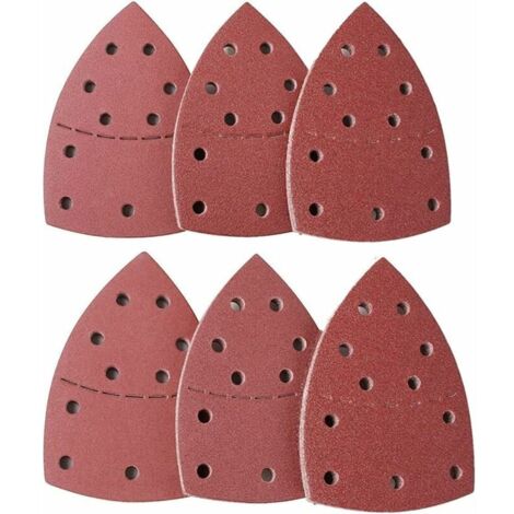 Lot de 60 Feuilles Abrasives, Papier de Ponçage Triangles 11 Trous 40 60 80120 180 240 Idéal pour Ponceuse Multifonction