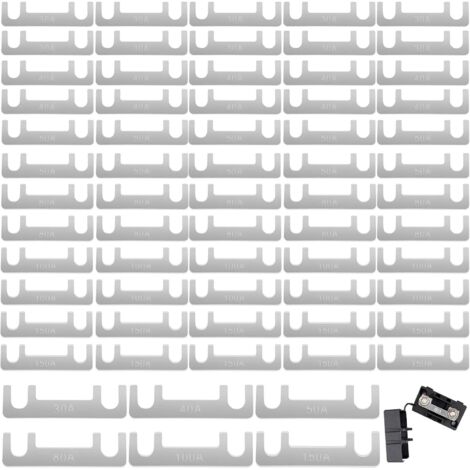 Lot de 60 fusibles plats 30 A, 40 A, 50 A, 80 A, 100 A, 150 A, 150 A pour caravane et camping-car