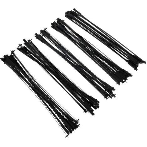 Lot de 60 lames de scie à chantourner de 133 mm, avec 10, 15, 18, 21 et 24 dents par pouce. Lames durables en acier au carbone, idéales pour la découpe du bois, du plastique et du métal.