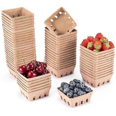 Lot de 60 paniers à baies en fibres de pulpe, contenants pour fruits et légumes