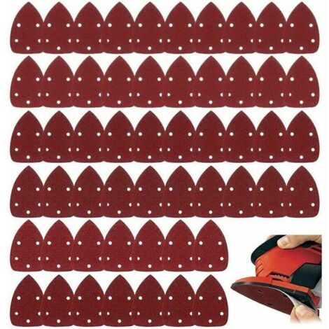 Lot de 60 Papiers Abrasifs Triangulaires à Crochet et Boucle - Différents Grits Inclus (40, 60, 80, 100, 120, 150, 180, 240, 320, 400)