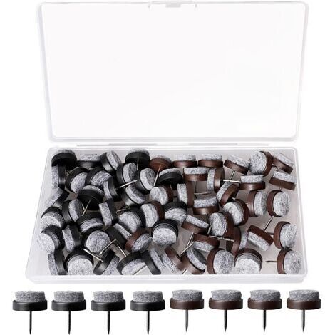 Lot de 60 Patins pour Meubles, 20 MM Patin Chaise à Clouer, Patins Glisseurs Rond Chaise Feutre pour Protection Pieds de Table Chaise Meuble Sol