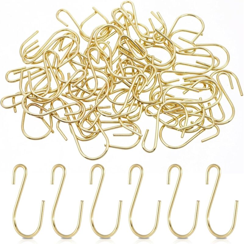 60 petits crochets en forme de S en acier inoxydable doré, pour DIY, artisanat, bijoux.