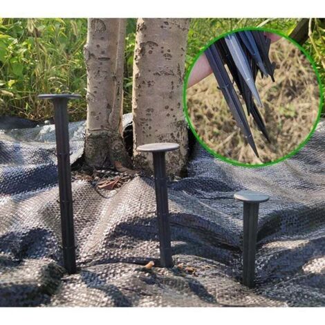 Lot de 60 Piquets de Fixation Ancrage Piquet de Terre avec Barbillon Extra Résistant Tissu de Mauvaises Herbes de Paysage en Plastique Noir pour la Fixation des Tissus Anti Mauvaises Herbes - 12CM