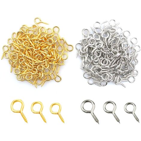 Lot de 600 Petit Crochet a Visser,Vis Crochet Anneau a Visser,Mini Crochets en Métal œillets de Vis Boulons à œillets Pour Quincaillerie Projets D'Artisanat et Les Loisirs Créatifs (13mm/10mm/8mm)