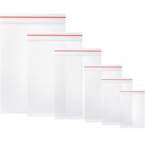 Lot de 600 Plastique Transparent, Sacs à Fermeture, Plastiques Sacs en Plastiques Transparents Refermables, épaisseur 80 μm - 100×6 Sachets (6 Tailles)