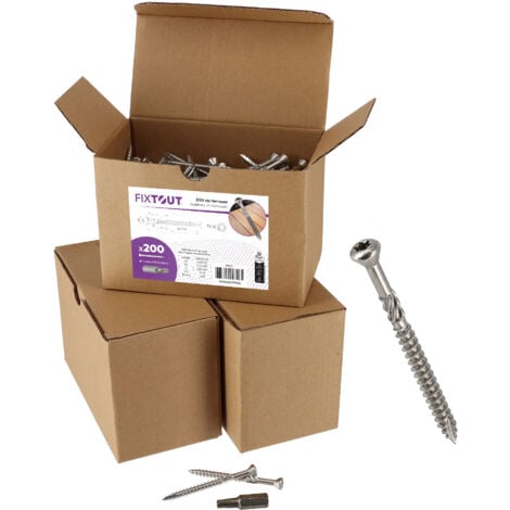 Lot de 600 vis terrasse en INOX A2 à tête fraisée réduite - Empreinte Torx 25 - Diamètre 5 mm - Longueur 50 mm