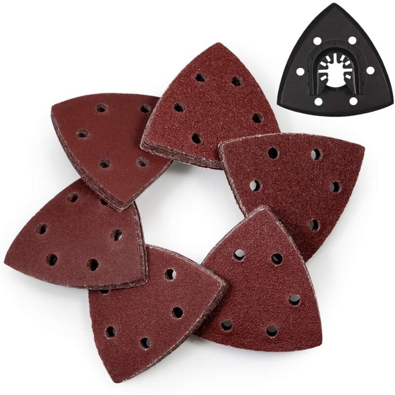 Lot de 61 disques de ponçage triangulaires de 90 mm avec crochet et boucle en ABS - Grain 40/60/80/100/120/240