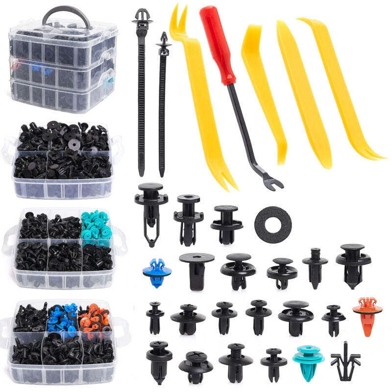 Lot de 635 + 45 clips voiture universels