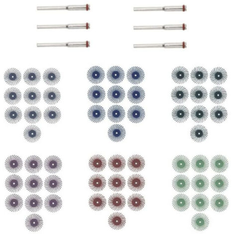 Lot de 66 disques abrasifs avec tige 1/8\" pour outils rotatifs de nettoyage et d\'ébavurage, grain mixte 80/120/220/400/600/1000