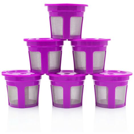Lot de 6 rechargeables réutilisable K-Cup filtre à café Pod, compatible avec cafetières Keurig 2.0 K200, K300, K400, K500, K600 Série（Violet）