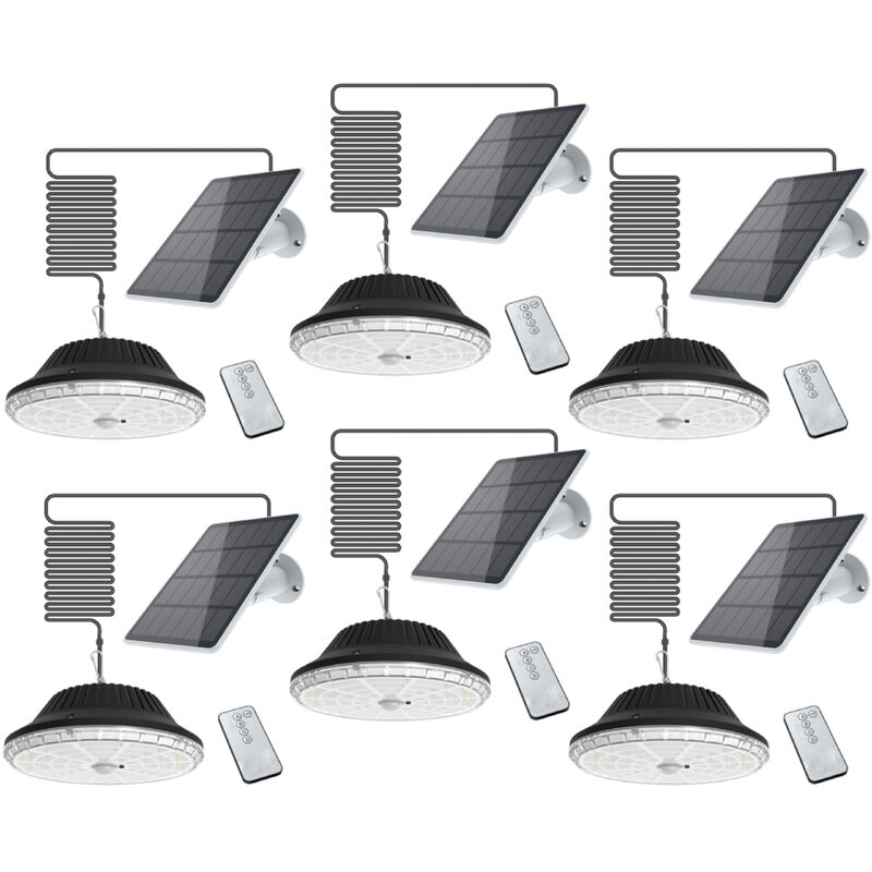 Ezilight - Lot de 6x Lampes solaires ® Solar roof - Noir