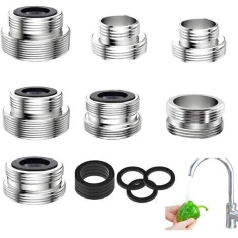 Lot de 7 adaptateurs de robinet pour robinet d'arrosage, robinet de cuisine avec joints, pour raccord de tuyau d'arrosage, évier, filtre à eau