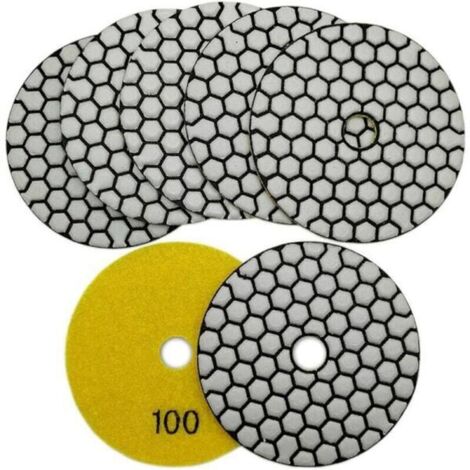Lot de 7 disques de polissage diamantés 4/100 mm, tampons de polissage diamantés à sec pour marbre, granit, pierre, béton (100)