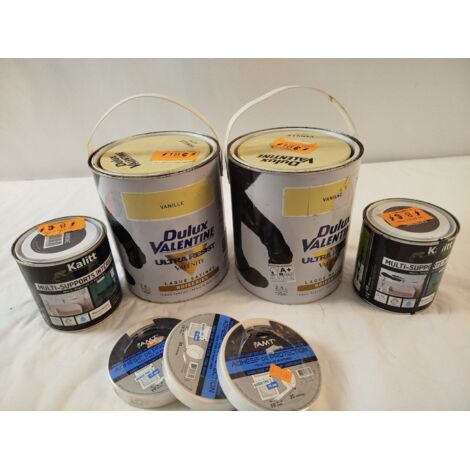Lot de 7 - DULUX VALENTINE - KALITT - AMT - Peintures Vanille et Carbone avec rubans adhésifs - Haute résistance - Voir photos