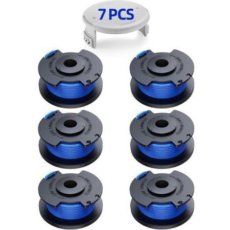 Lot de 7 fils de rechange pour coupe-herbe Ryobi One+ AC14RL3A, recharge de 0,065 pouce, compatible avec les coupe-bordures Ryobi 18 V, 24 V et 40 V (6 fils de coupe, 1 capuchon de coupe)