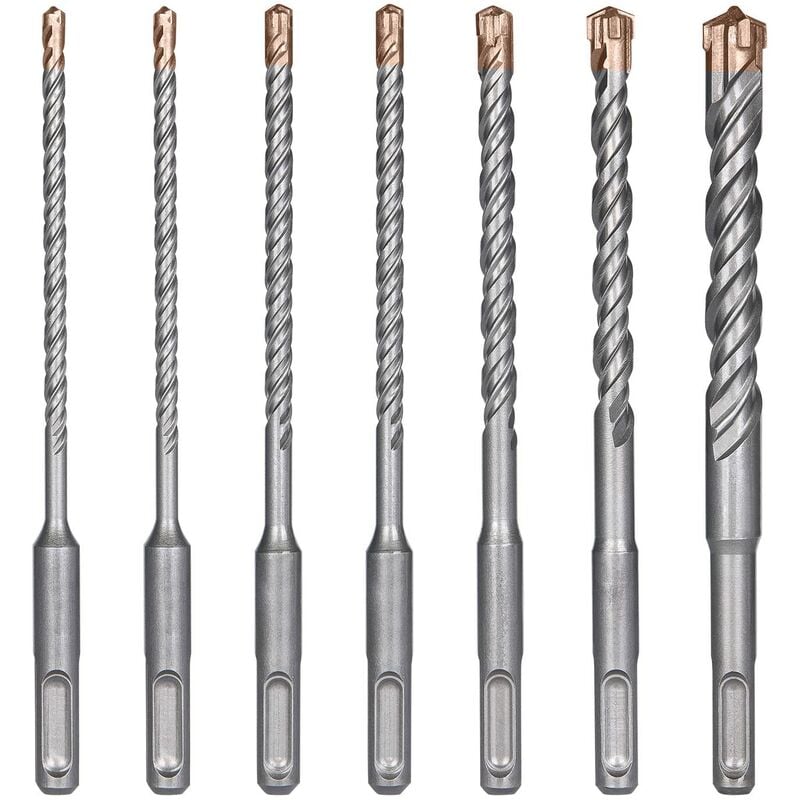 Lot de 7 forets à béton pour carrelage, forets à percussion électrique SDS-Plus pour perforateurs, forets cruciformes pour béton, brique, pierre,