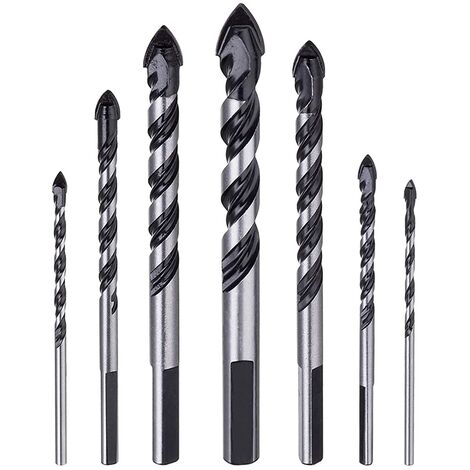 Lot de 7 forets à maçonnerie en carbure de tungstène pour porcelaine, carrelage, béton, mur de brique, verre, miroirs, plastique, maçonnerie et bois (3 4 5 6 8 10 12 mm) Ternel
