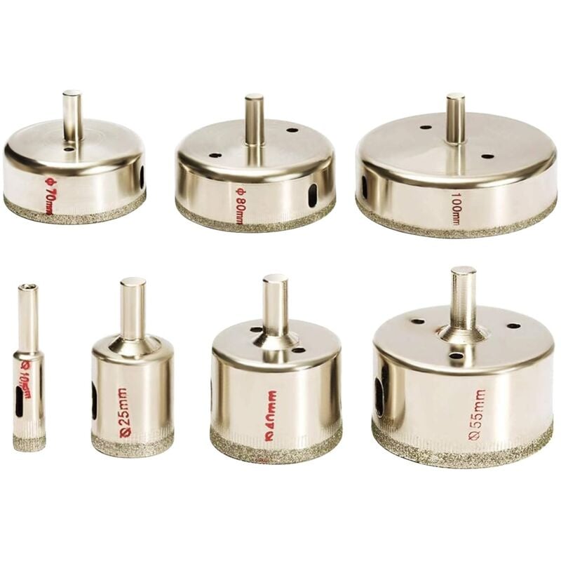 Memkey - Lot de 7 forets diamant 10-100 mm pour carrelage céramique, verre, porcelaine, marbre