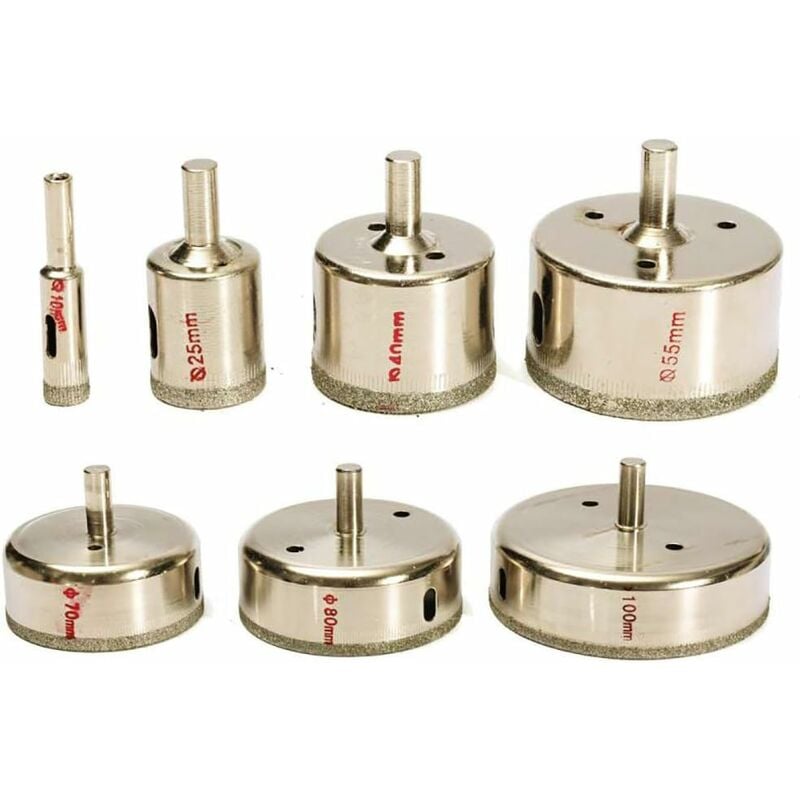 Aougo - Lot de 7 forets diamantés pour perceuse de diamant avec revêtement en verre marbré et verre. Décapsuleur pour carrelage et céramique.