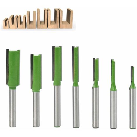 Lot De 7 Fraises À Défoncer Droites À Tige De 6 Mm, Mèche De Routeur Simple/Double Flûte, Fraise À Bois Routeur À Coupe Droite Flush Trim Pattern Router Pour Le Travail Du Bois MINKUROW