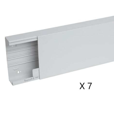 Lot de 7 Goulottes de Câblage Longueur 2m PLANET WATTOHM Viadis 200x60mm Fond + Couvercle 1 Compartiment Gris - 16550
