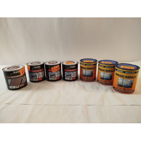 Lot de 7 - KALITT DECO ARMOR CHIMIE - Peintures Fer Bois et Antirouille - Rouge Basque et Pro - Protection haute performance - Voir photos