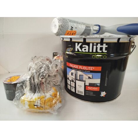 Lot de 7 - KALITT DÉCO - Peinture Façade Pliolite Blanc Mat 10L - Kit complet avec gants et accessoires - Idéal rénovation - Voir photos