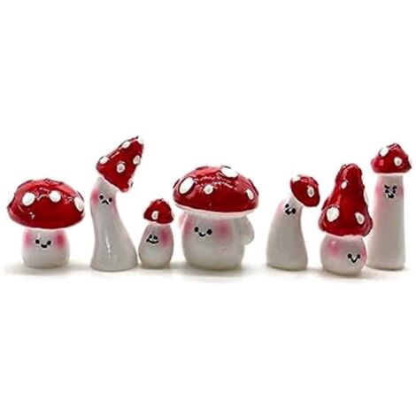 Lot de 7 mini champignons pour loisirs créatifs, décoration de petit jardin féerique.