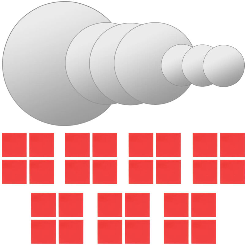 Lot de 7 Miroir Mural Rond en Verre Lexlife 7 - 14 - 21 cm - Décor pour Salle de bain, Chambre