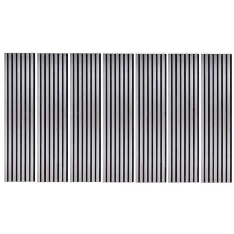 Lot de 7 Panneaux muraux tasseaux bois 120 x 30 x 1,9 cm - Pack tête de lit - Lamelles alu / feutrine noir - 2,52m²