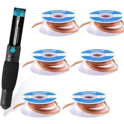 Lot de 7 Pièces Pompe à Dessouder et Tresse à Dessouder pour Enlever la Soudure