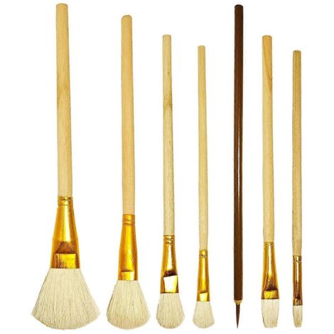 Lot de 7 pinceaux pour peinture, pinceaux à glacis pour poterie, pinceaux en laine pour aquarelle (comme illustré)