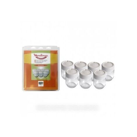 Lot de 7 pots en verre avec couvercle (A14A03) Yaourtière MOULINEX