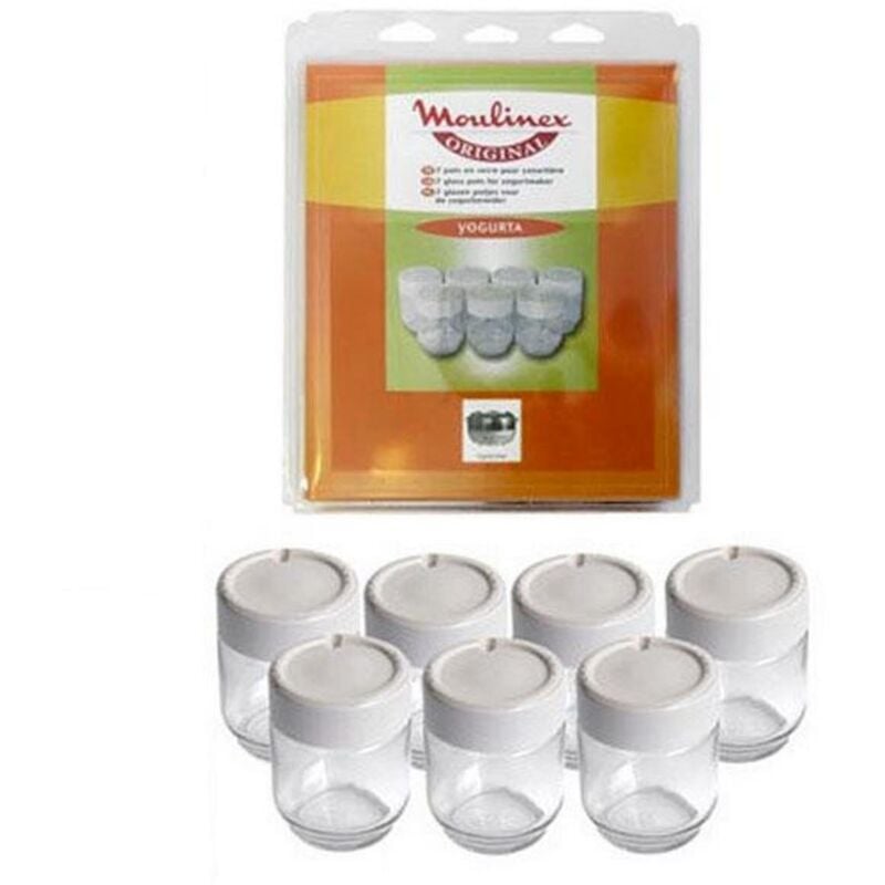 Lot de 7 pots en verre avec couvercle (A14A03) Yaourtière MOULINEX