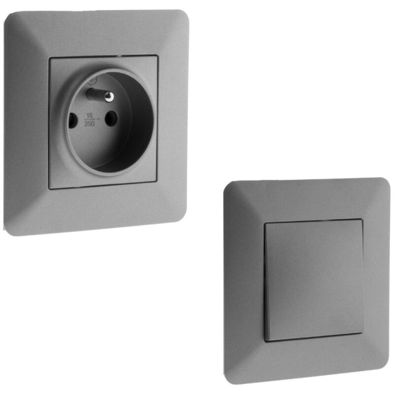 Zenitech - Lot de 6 paquets de 7 prises et 3 va et vient titanium - Artezo