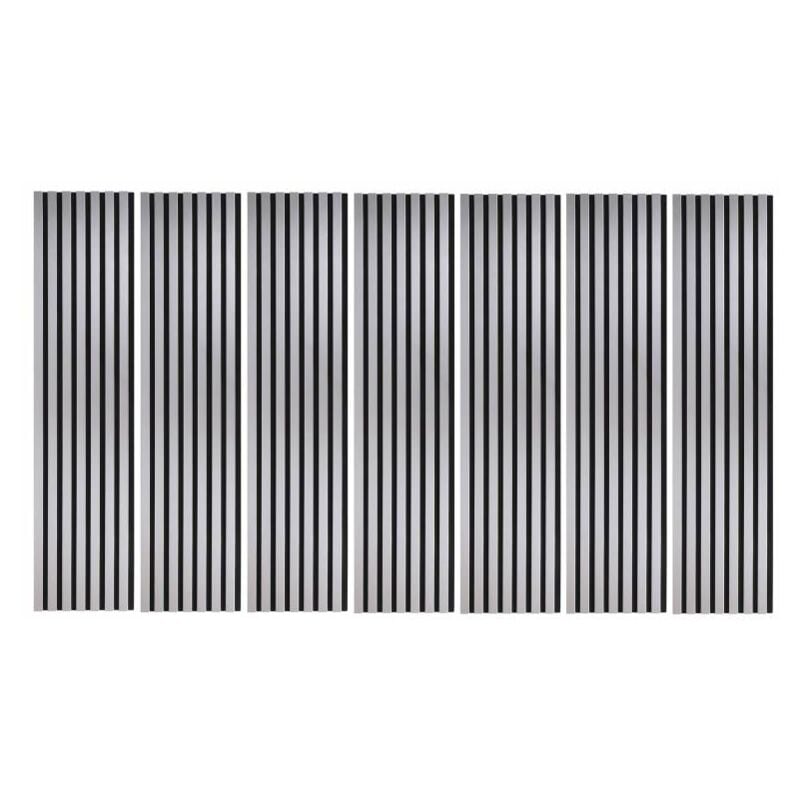 Decoon - Lot de 7 Revêtements muraux tasseaux bois 120 x 30 x 1,9 cm - Pack tête de lit - Lamelles alu / feutrine noir - 2,52m²