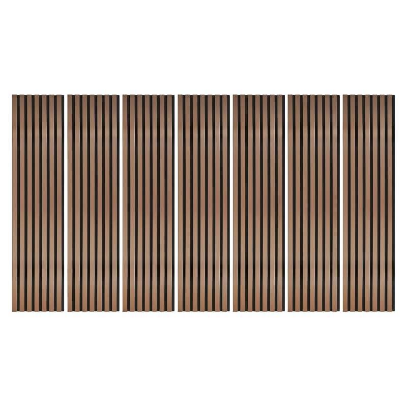 Lot de 7 Revêtements muraux tasseaux bois 120 x 30 x 1,9 cm - Pack tête de lit - Lamelles rose gold / feutrine noir - 2,52m²
