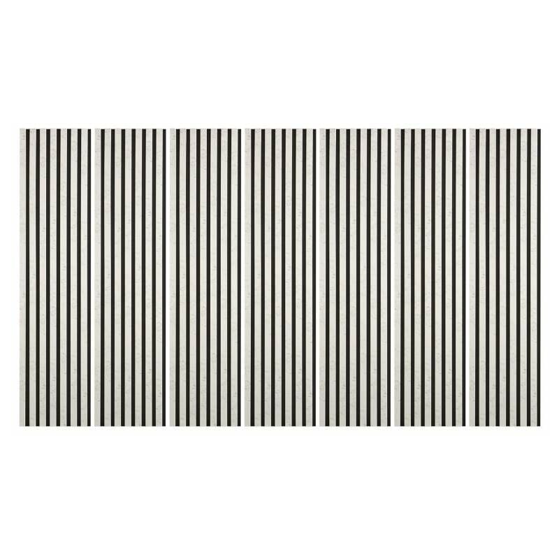 Lot de 7 Revêtements muraux tasseaux bois 120 x 30 x 1,9 cm - Tête de lit - Lamelles décor marbre blanc / feutrine noir - 2,52m²