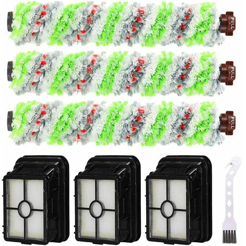 Lot de 7 rouleaux de brosse et filtres à vide pour animaux domestiques multi-surfaces compatibles avec les aspirateurs Bissell CrossWave (lot de 3