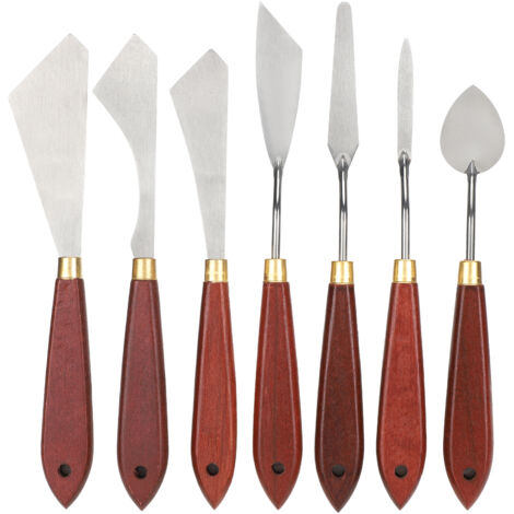 Lot de 7 spatules en acier inoxydable pour mélange peinture à l'huile et acrylique