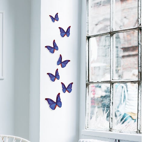 Stickers muraux autocollants papillons, Sur le mur, décorations du nouvel  an, papier peint 3D papillon en PVC, pour la salle de séjour, 12 pièces