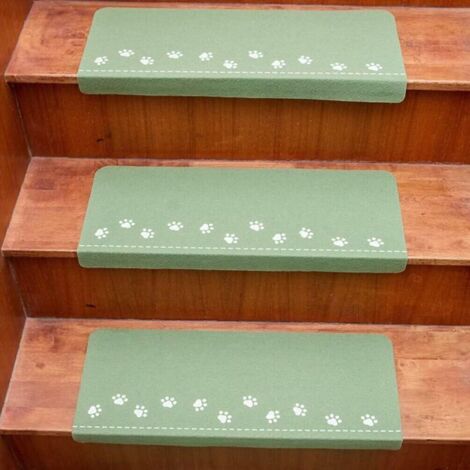 Lot de 7 tapis d'escalier lumineux 22,9 x 56 cm, veilleuse, motif pattes d'ours, antidérapants