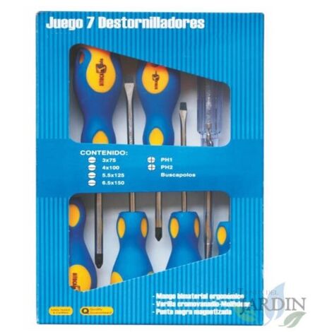 Lot de 7 tournevis de MT pour vis à tête fendue et Phillips avec manche ergonomique