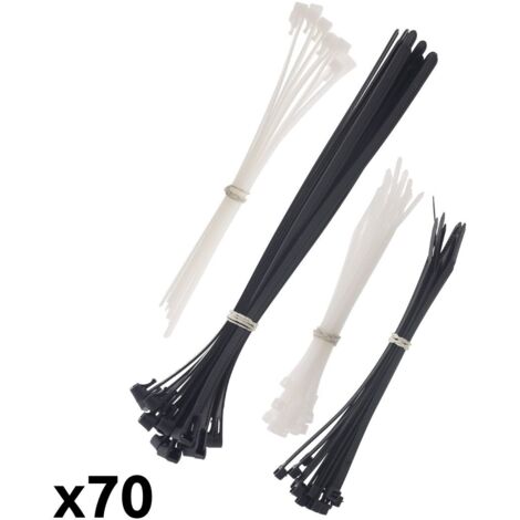 Lot de 70 colliers réutilisables - Noirs et transparents - Zenitech