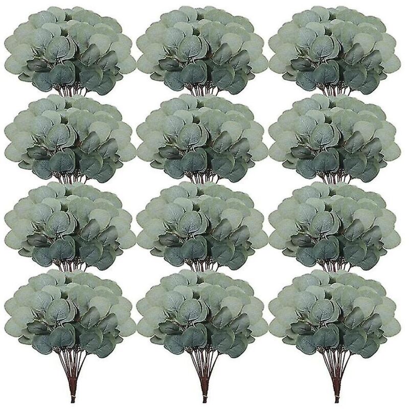 Feiyue - Lot de 70 tiges d'eucalyptus décoratives, feuilles d'eucalyptus artificielles, branches d'eucalyptus, fausses plantes