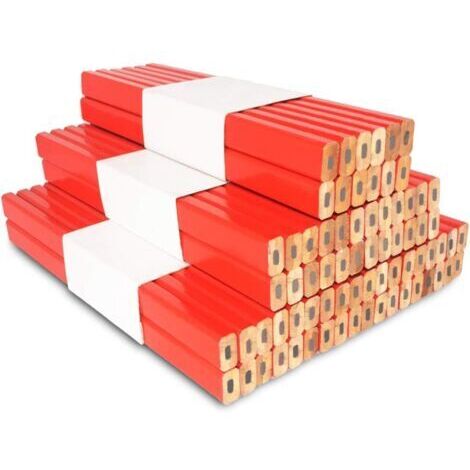 Lot de 72 Crayons de Menuisier Octogonaux Rouges et Dures de 17,8 cm - Outil de Marquage