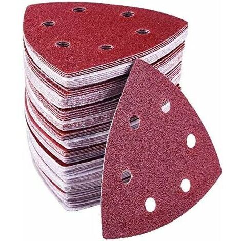Lot de 72 triangles abrasifs delta - 6 trous - 90 x 90 x 90 mm - grains 40/60/80/120/180/240 - triangle de poncage pour ponçage et polissage