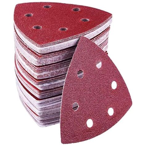 Lot de 72 triangles abrasifs delta - 6 trous - 93 x 93 x 93 mm - grains 40/60/80/120/180/240 - triangle de poncage pour ponçage et polissage